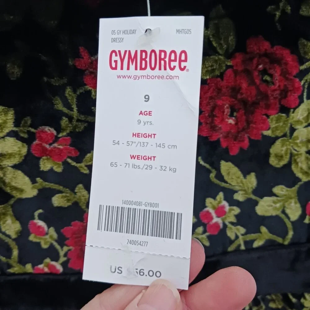 New Gymboree‎ HOLIDAY TRADITIONS Floral Velvet Plush Dress Size 9 Christmas